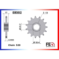 Kit chaine france equipement honda cb500f 2013-2021 chaine 520 o'ring renforcée 15x41 rk520fezo