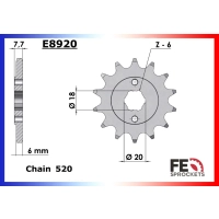 Kit chaine acier france equipement honda 125 xlv varadero 2001/2016 14x44 rk520gxw chaine 520 xw'ring ultra renforcee