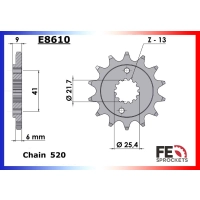 Kit chaine france equipement honda cb500f/x 2013-2021 rx'ring super renforcee 15x41 rk520fex