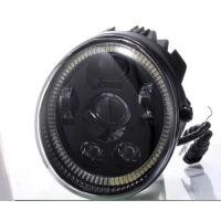 Schwarzer doppelreihiger Streetfighter-Projektorscheinwerfer mit  DOT-Zulassung und EMarkierung - 33-59mm - Moto Vision