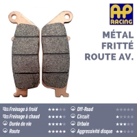 Jeu de plaquettes ap racing route métal fritté avant