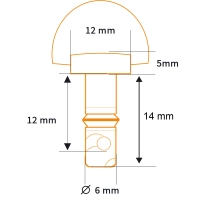 Vis 1/4 de tour diamètre 6 longueur utile 12 mm (longueur totale 14 mm)