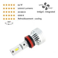 Ampoule led h11 6500k 55w 10000lm