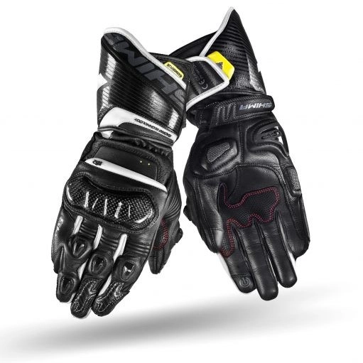 SHIMA STR-2 Sport Homme Gants de moto d'été en cuir Noir Blanc Rouge Fluo