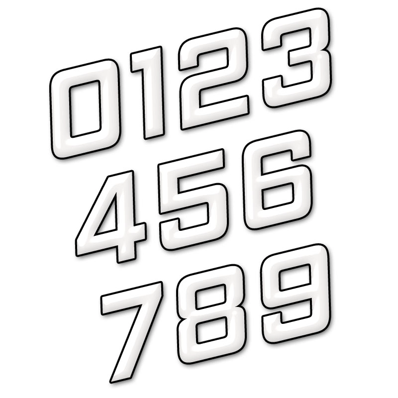 Numéro adhésif blanc de 12 cm - Moto Vision